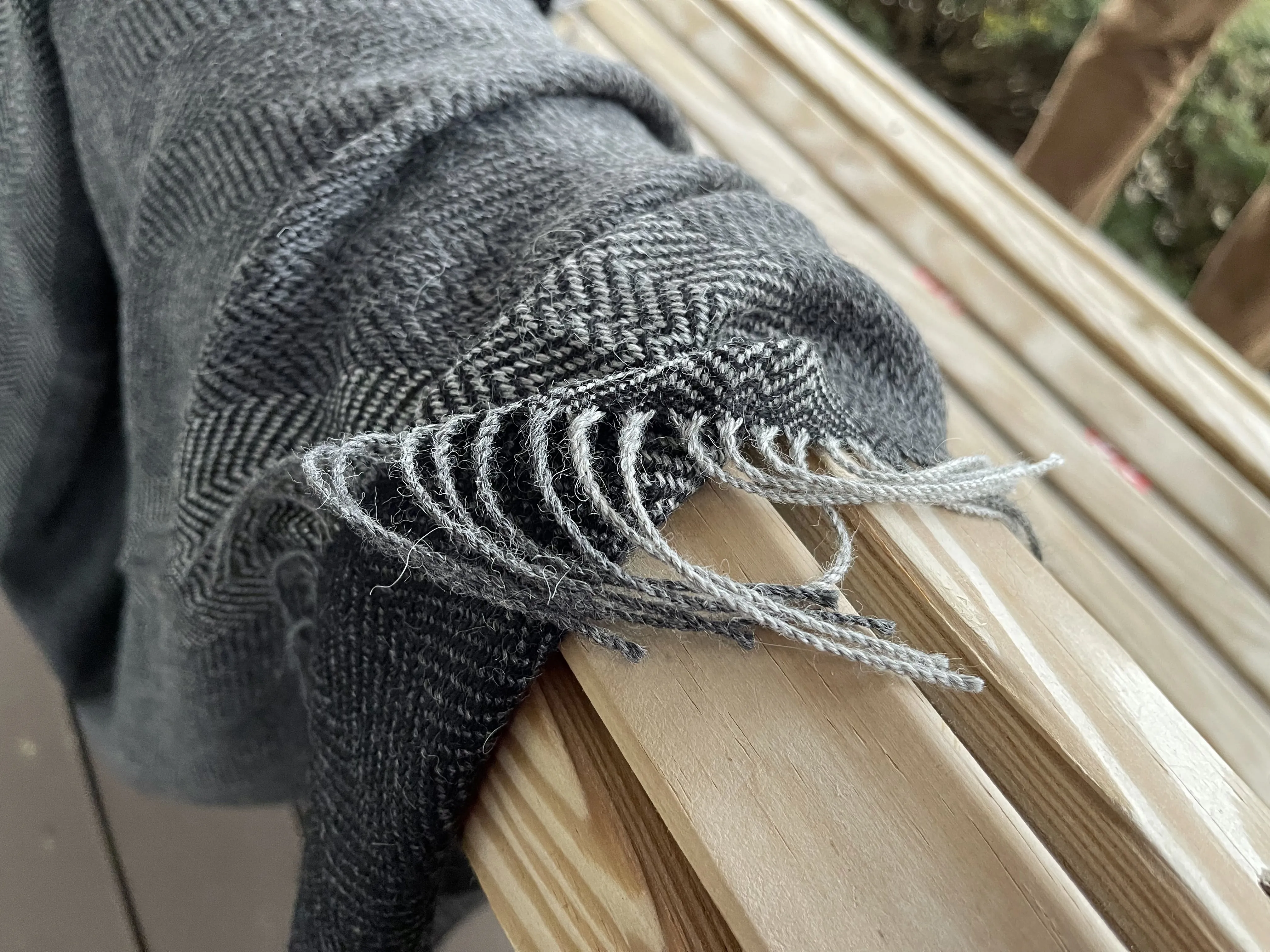 100% Alpaca Wool Throw (Charcoal with Light Stripe)