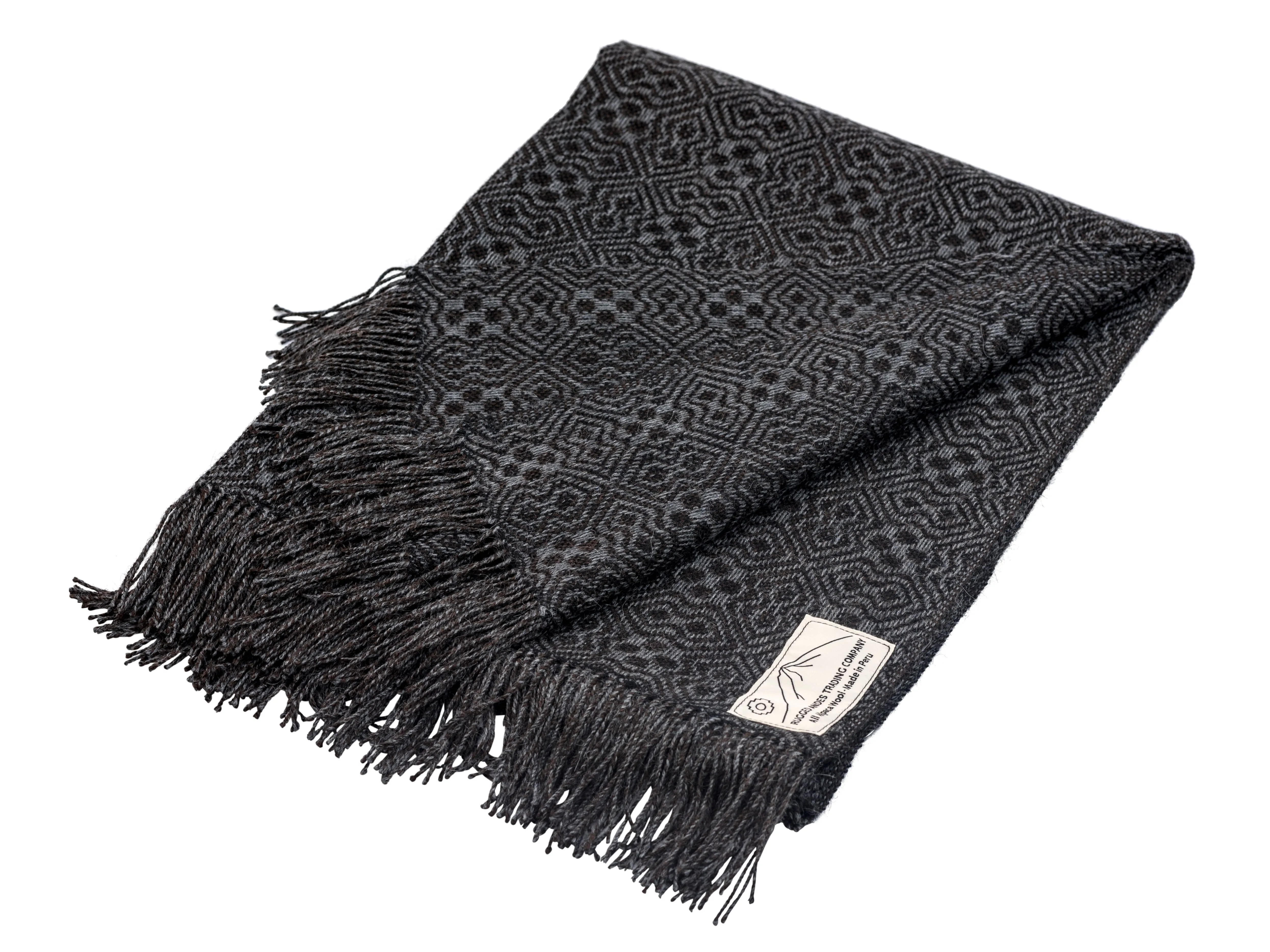 100% Alpaca Wool Throw (Grey and Black)