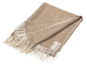 100% Alpaca Wool Throw (Tan and White)