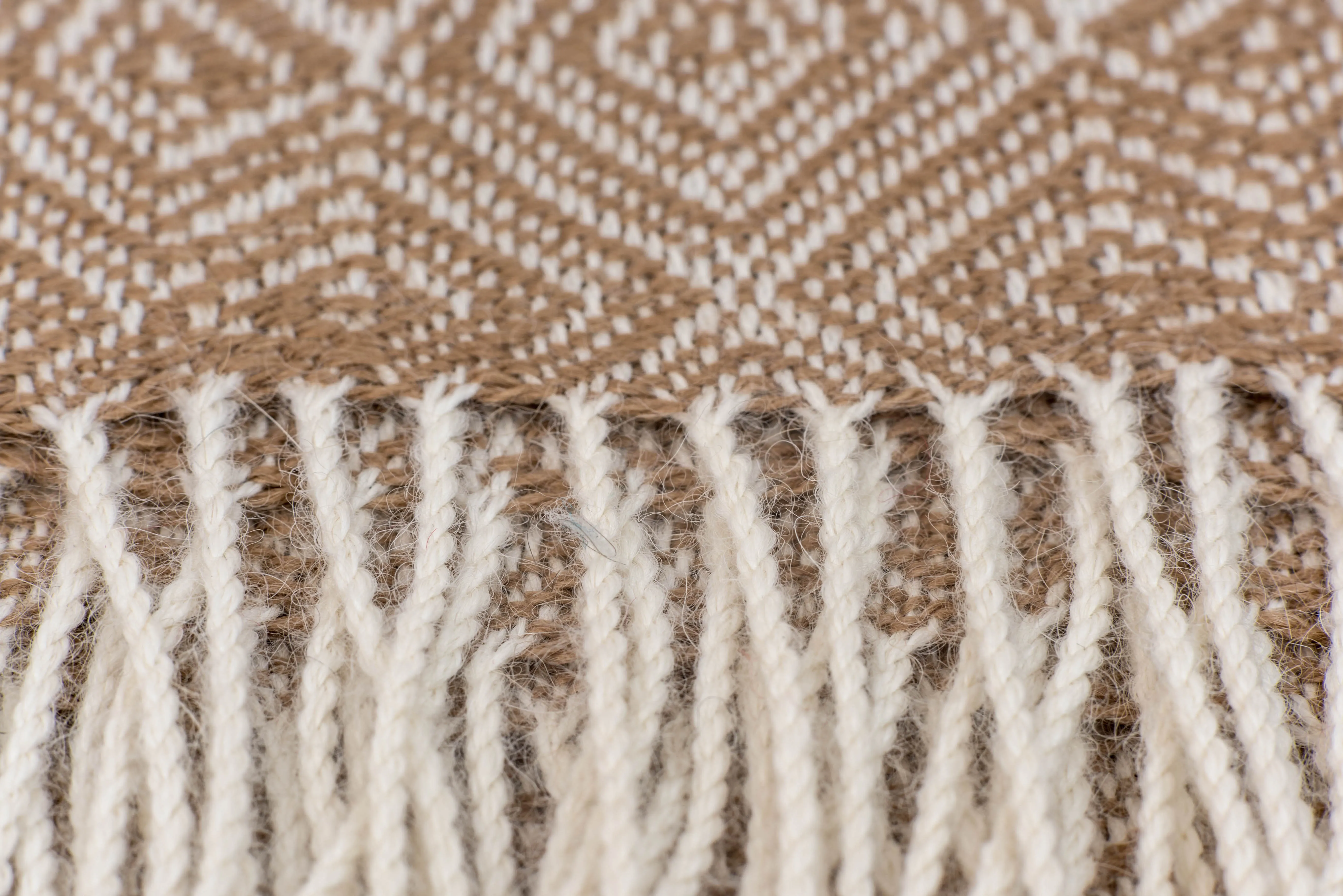 100% Alpaca Wool Throw (Tan and White)
