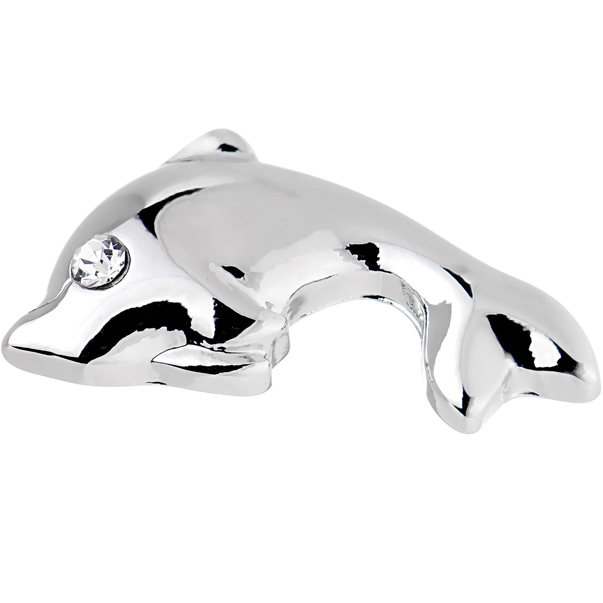 16 Gauge 1/4 Clear Gem Dolphin Left Cartilage Earring