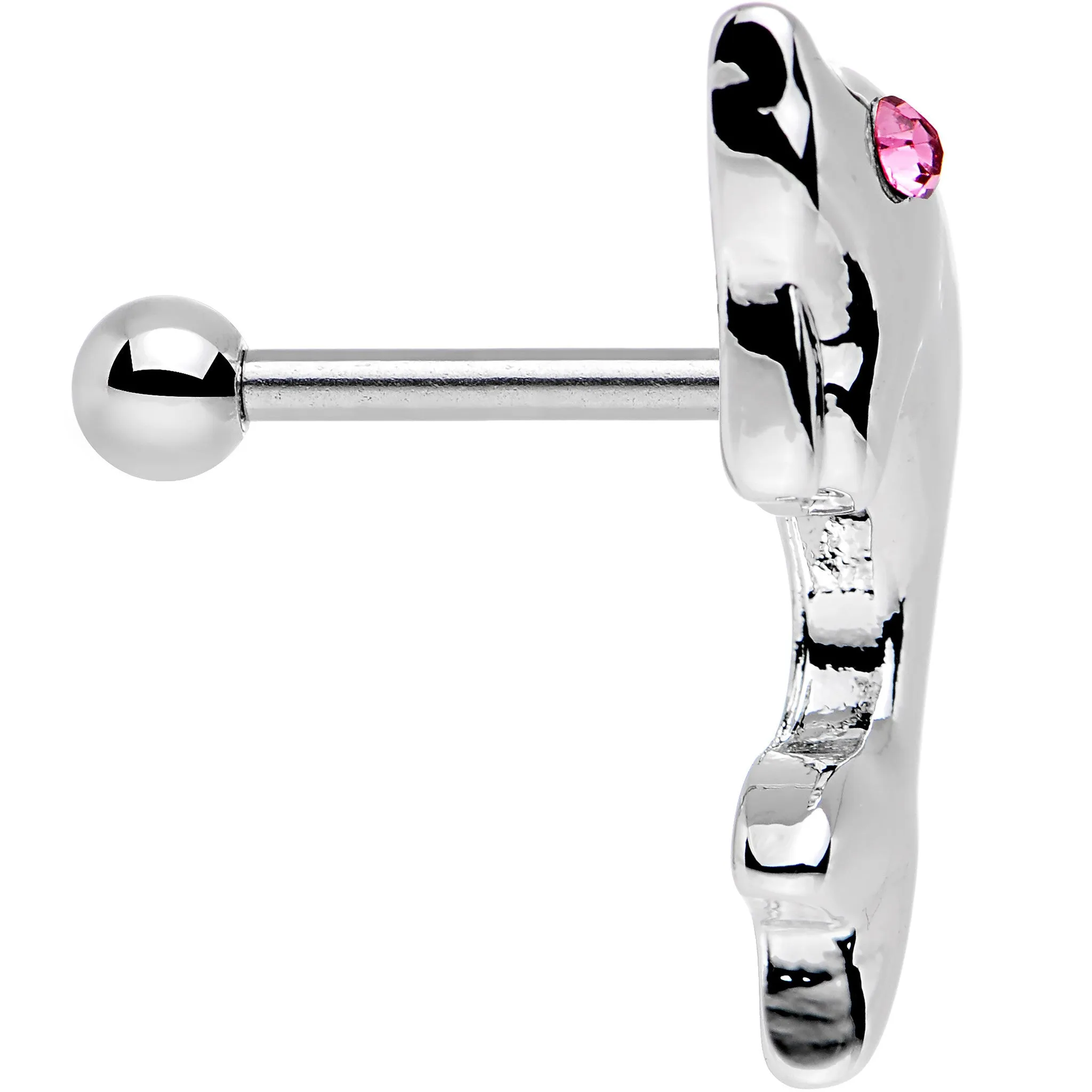 16 Gauge 1/4 Pink Gem Dolphin Left Cartilage Earring