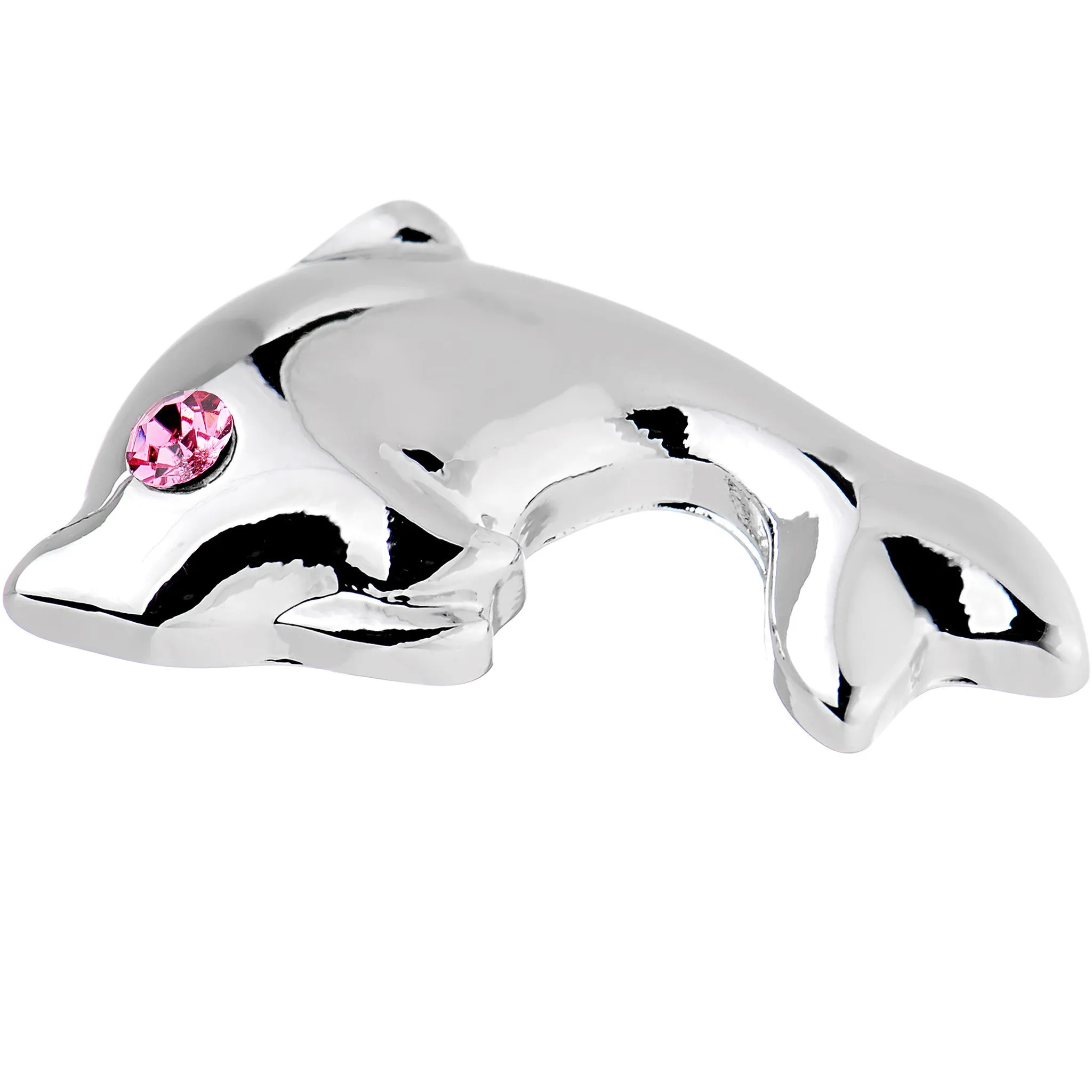 16 Gauge 1/4 Pink Gem Dolphin Left Cartilage Earring