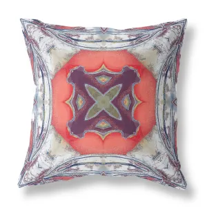 16” Gray Peach Geo Tribal Suede Throw Pillow