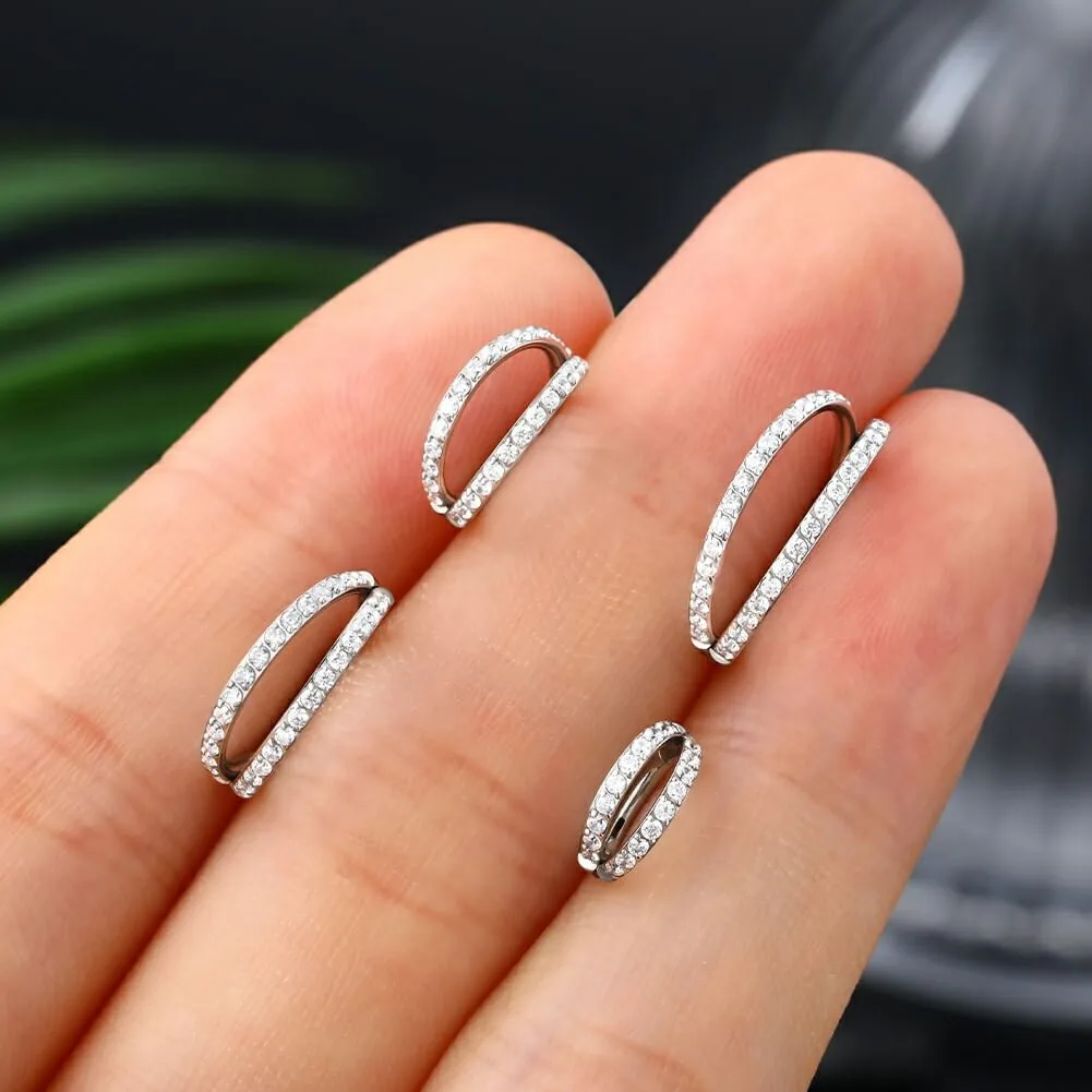 16G Titanium Double Hoop Conch Earring CZ Helix Earring Nose Hoop