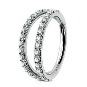 16G Titanium Double Hoop Conch Earring CZ Helix Earring Nose Hoop