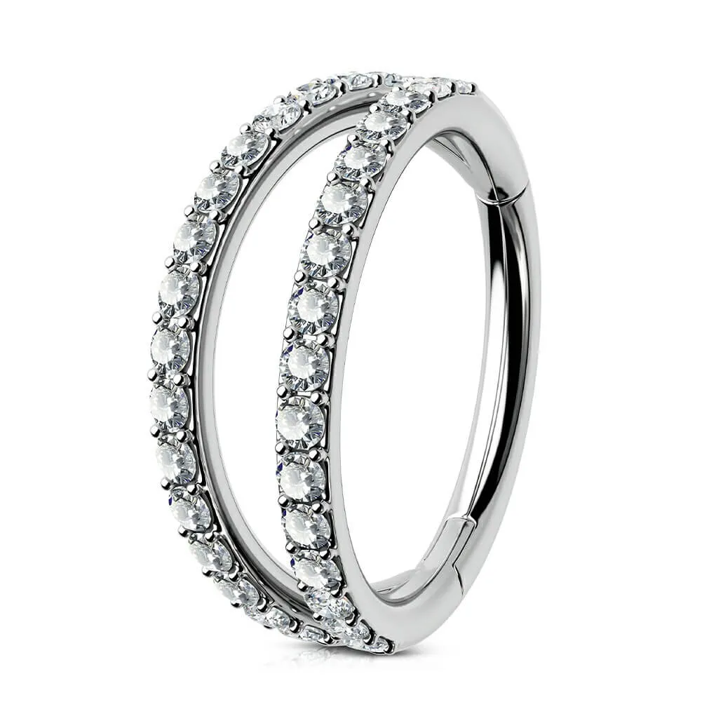 16G Titanium Double Hoop Conch Earring CZ Helix Earring Nose Hoop