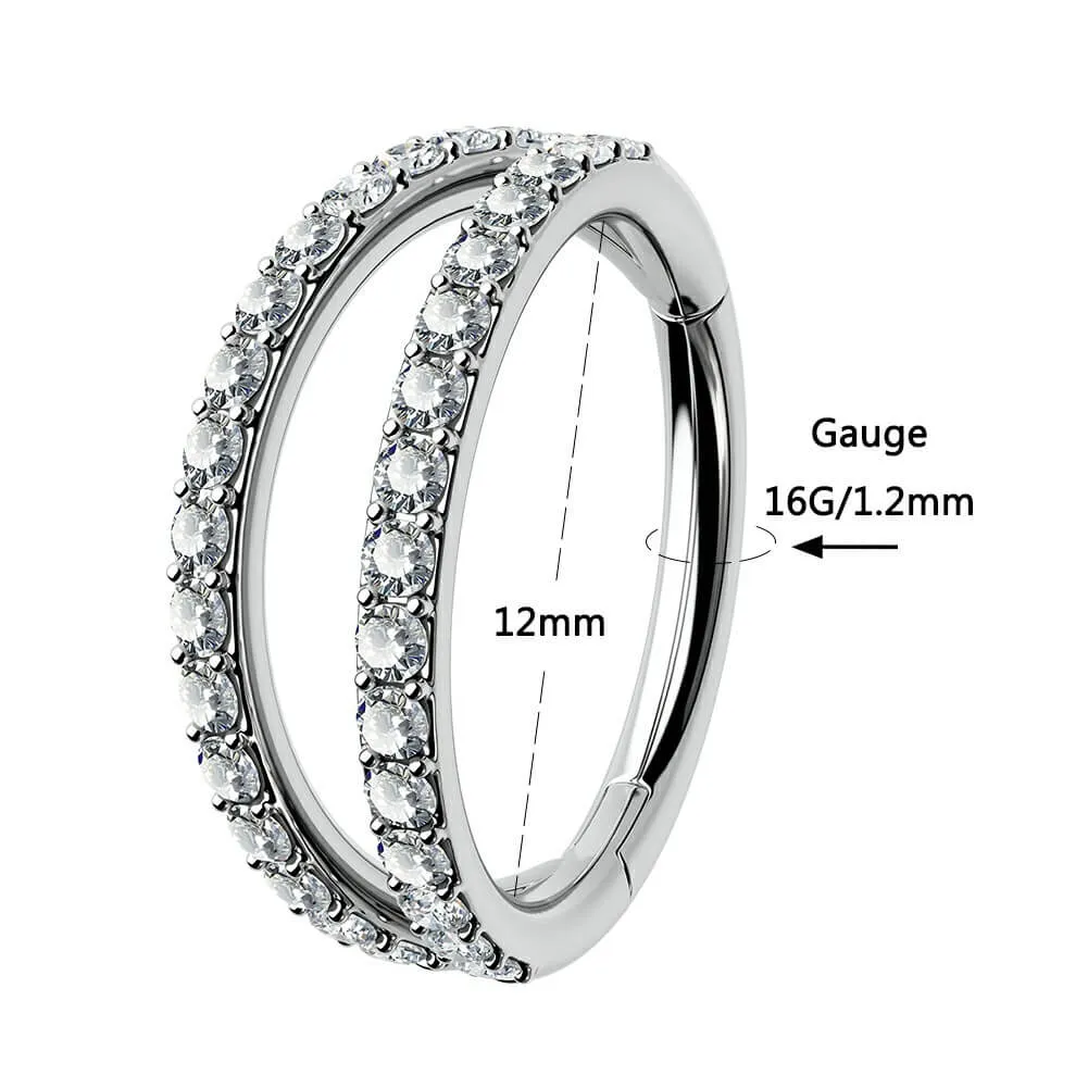 16G Titanium Double Hoop Conch Earring CZ Helix Earring Nose Hoop