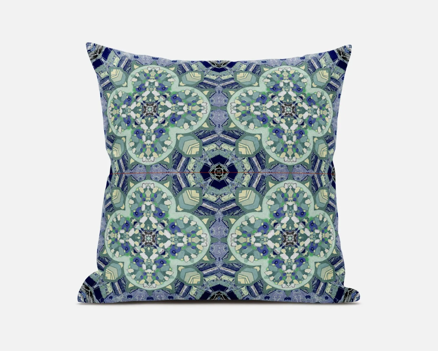 18” Aqua Blue Cloverleaf Boho Zippered Suede Throw Pillow