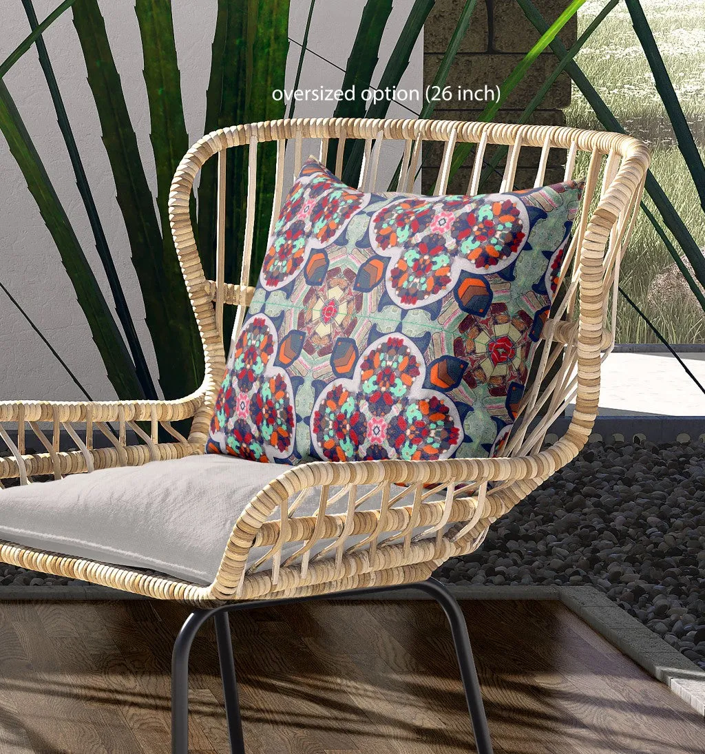 18” Green Orange Cloverleaf Indoor Outdoor Zippered Throw Pillow