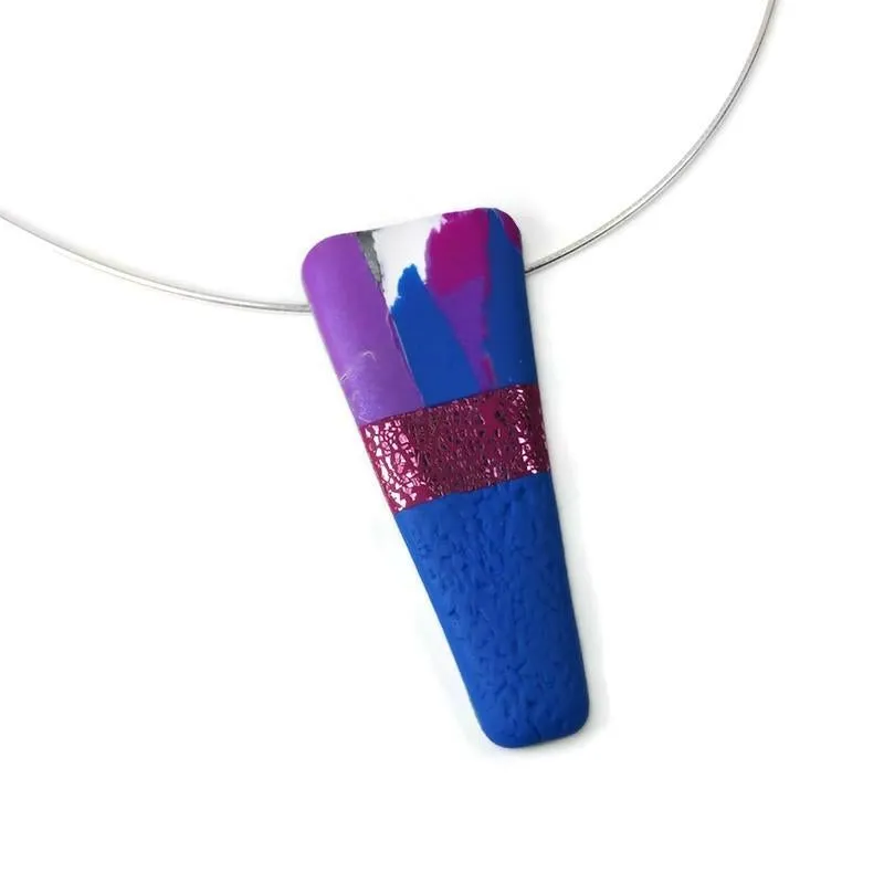 1" x 2" Long Triangle Pendant - Blue