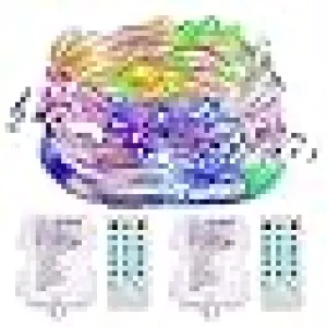 2 Pack  Sound Activated Music String Lights | 32.8ft 100LEDs 12 Modes | Waterproof Multicolor | Battery Powered | Remote Control