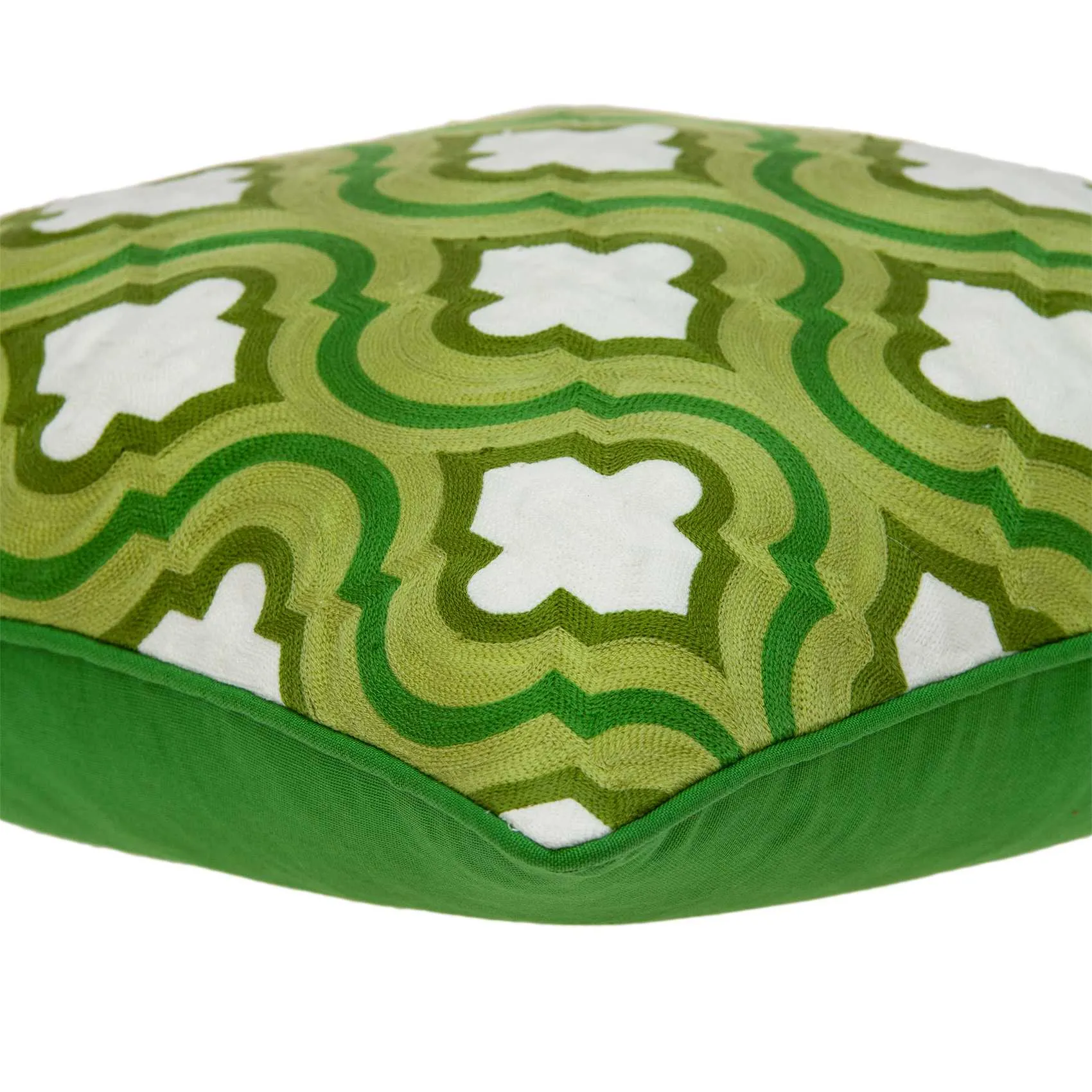 20" x 0.5" x 20" Transitional Green and White Accent Pillow Cover
