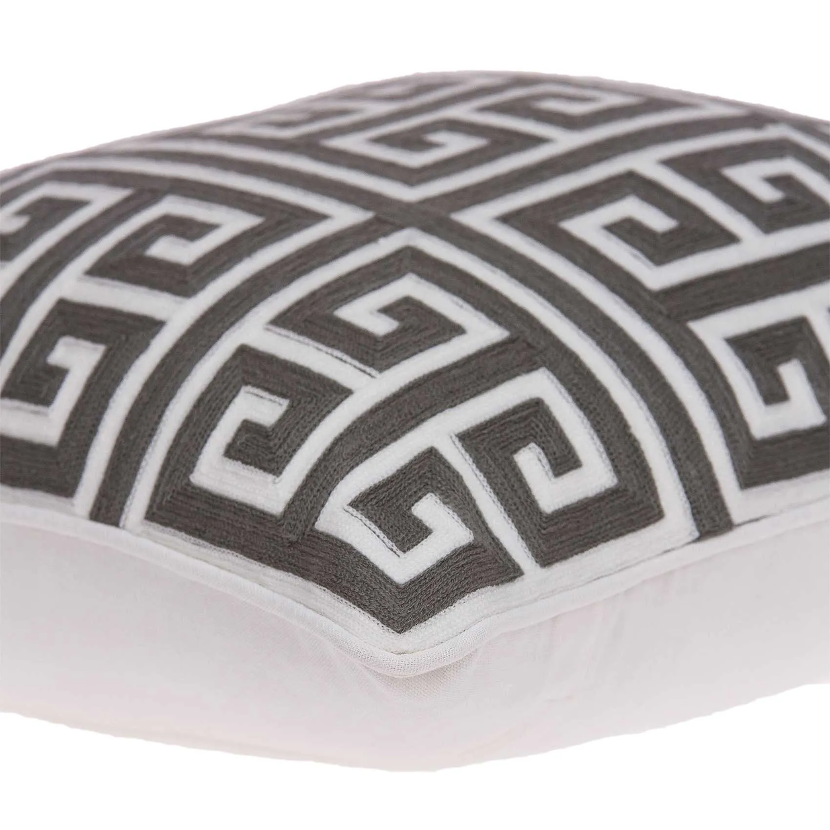 20" x 7" x 20" Cool Transitional Gray and White Pillow Cover With Poly Insert