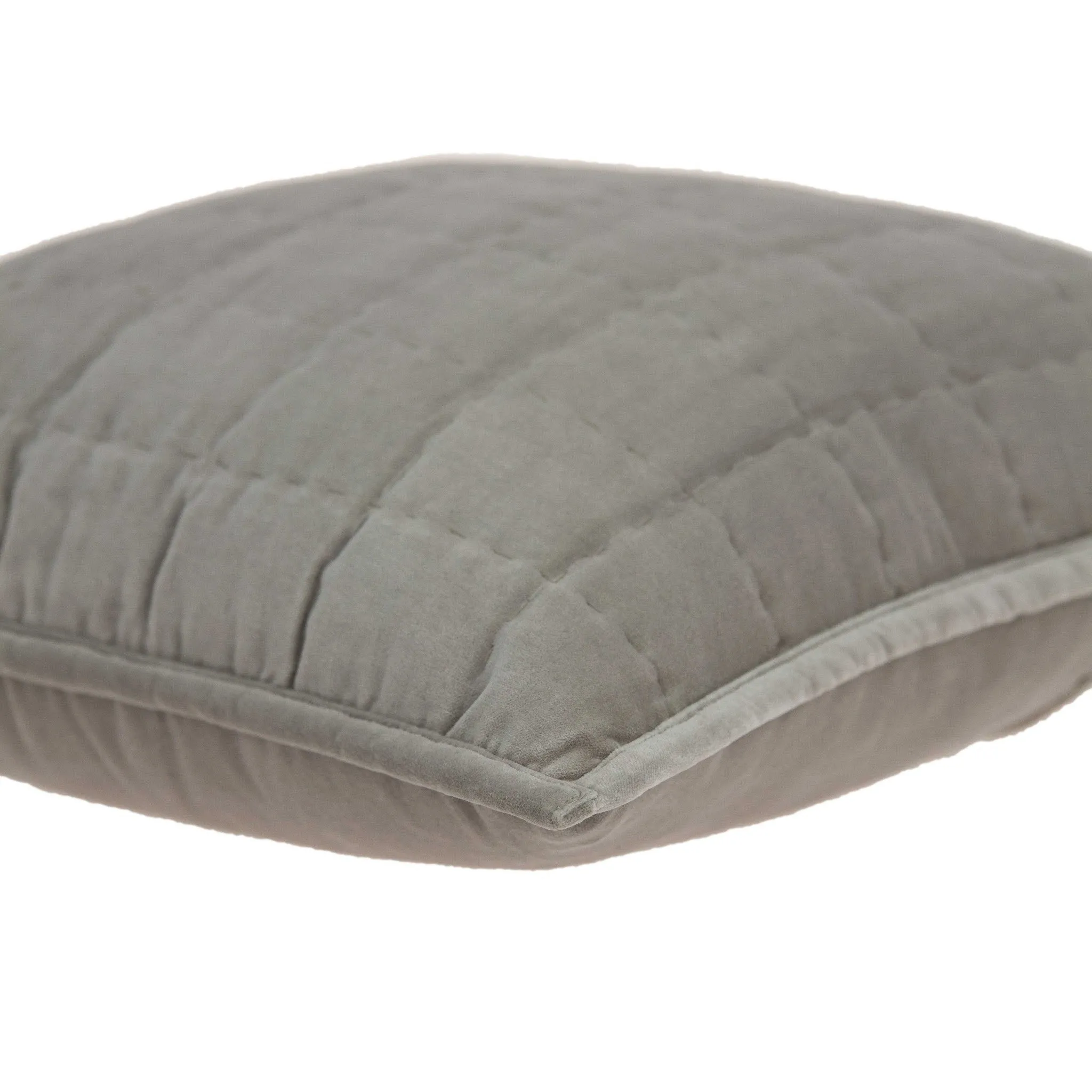 20" x 7" x 20" Transitional Gray Solid Quilted Pillow Cover With Poly Insert