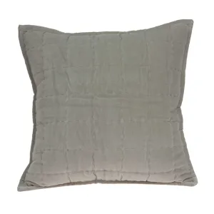 20" x 7" x 20" Transitional Gray Solid Quilted Pillow Cover With Poly Insert