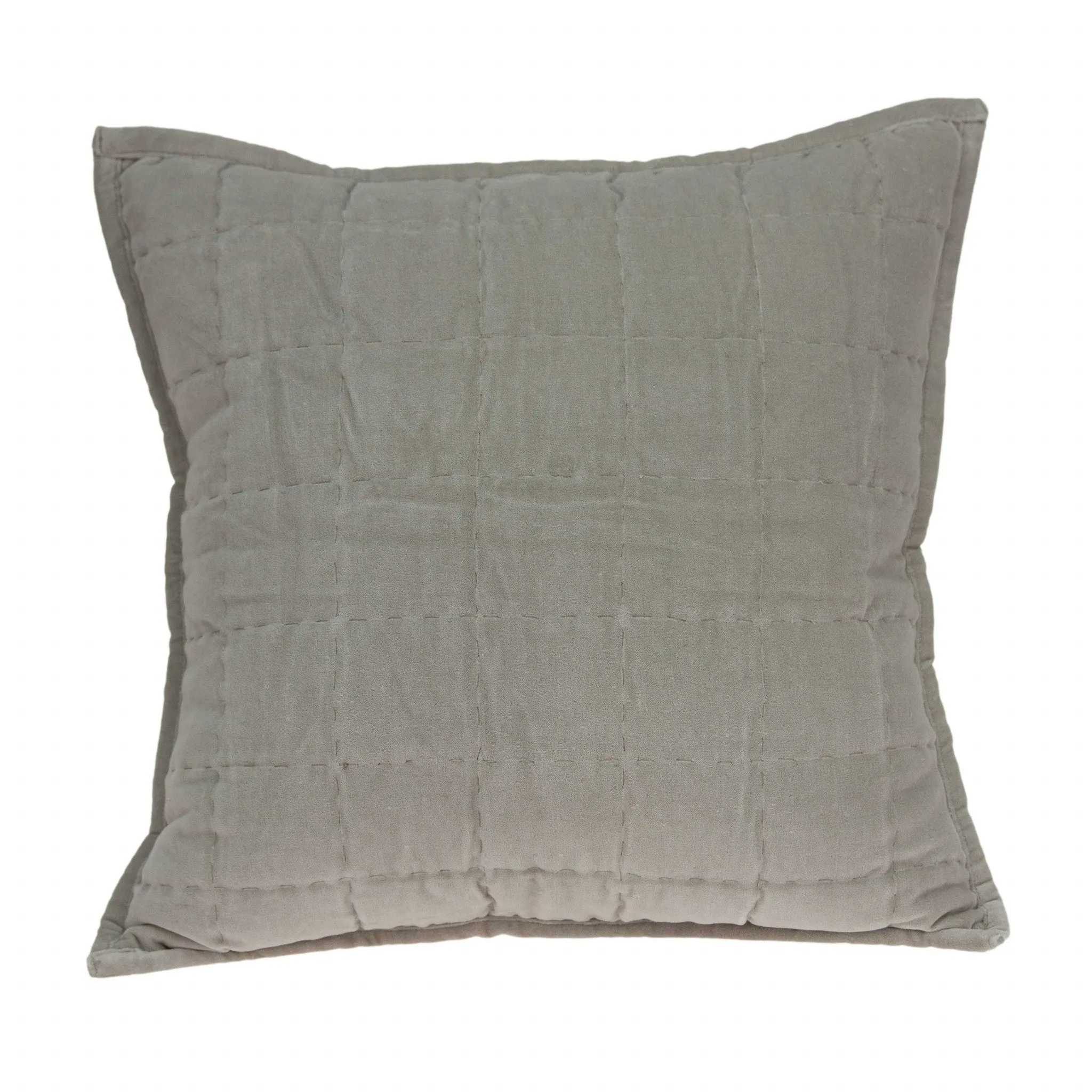 20" x 7" x 20" Transitional Gray Solid Quilted Pillow Cover With Poly Insert