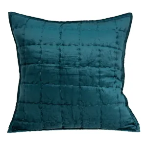 20" x 7" x 20" Transitional Teal Solid Quilted Pillow Cover With Poly Insert