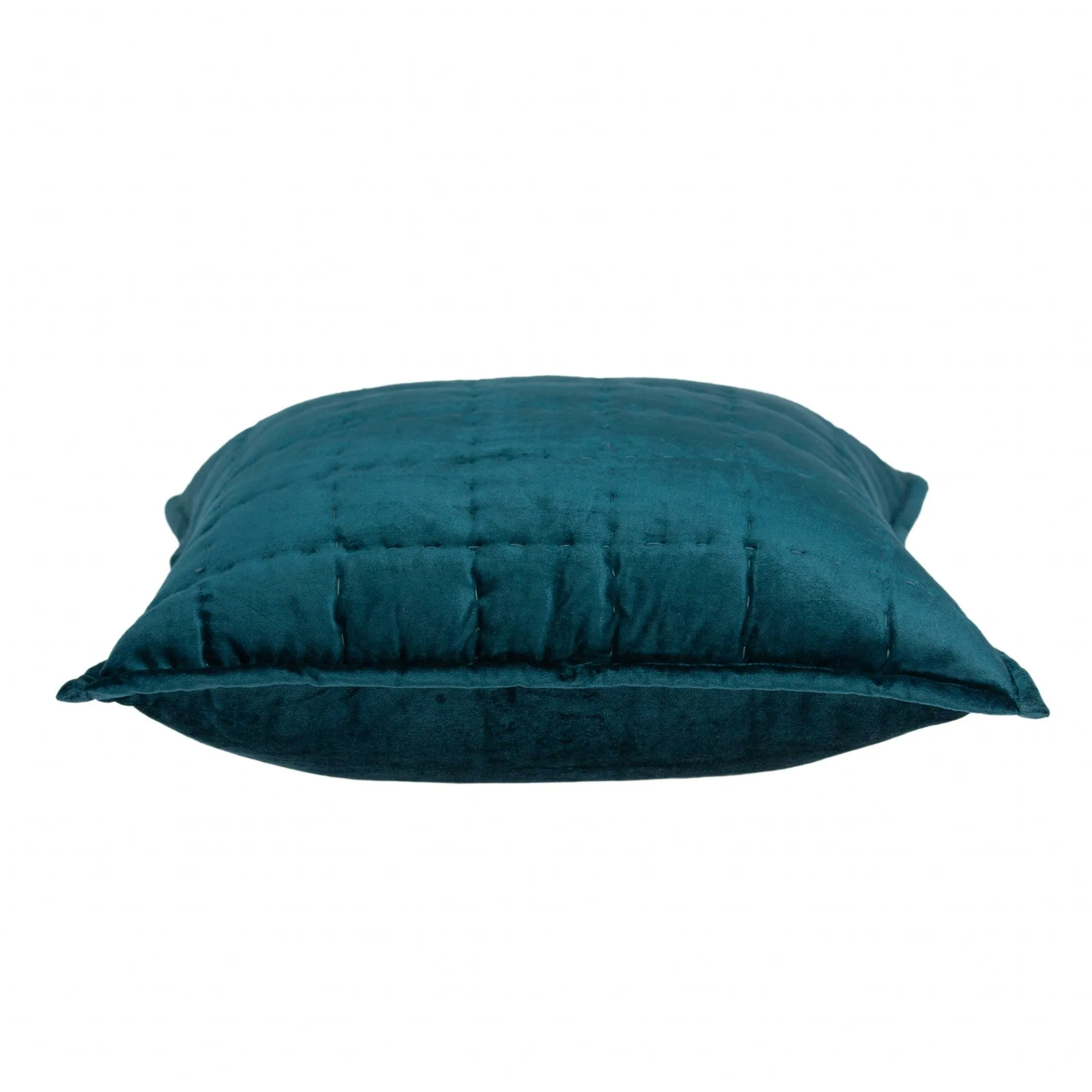 20" x 7" x 20" Transitional Teal Solid Quilted Pillow Cover With Poly Insert