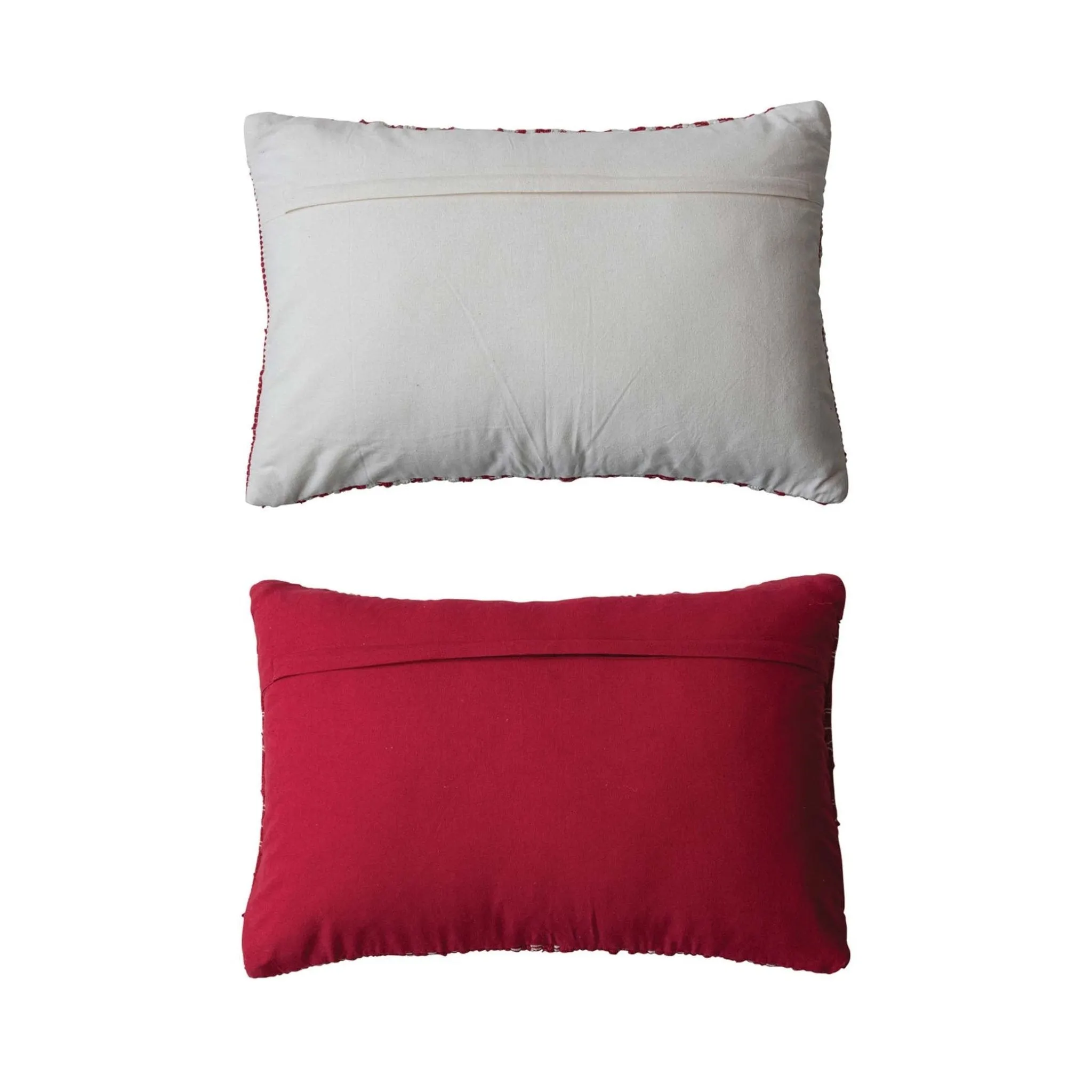 24" Lumbar Pillow with Red Plaid or Stripes