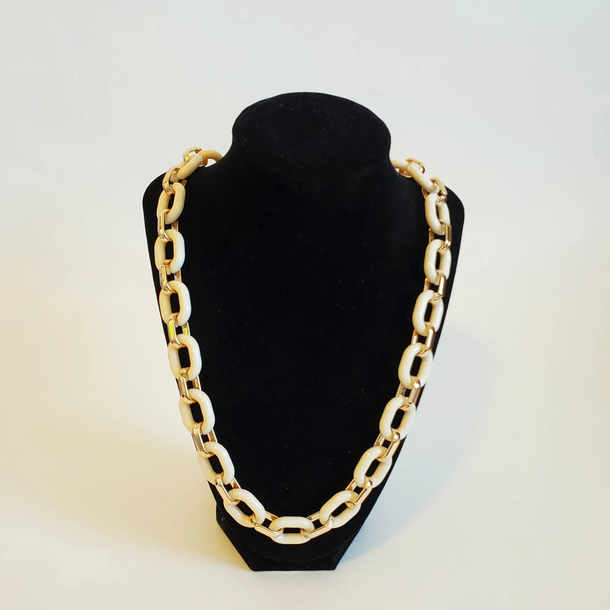 3-in-1 Chunky Acrylic Chain- Ivory & Gold