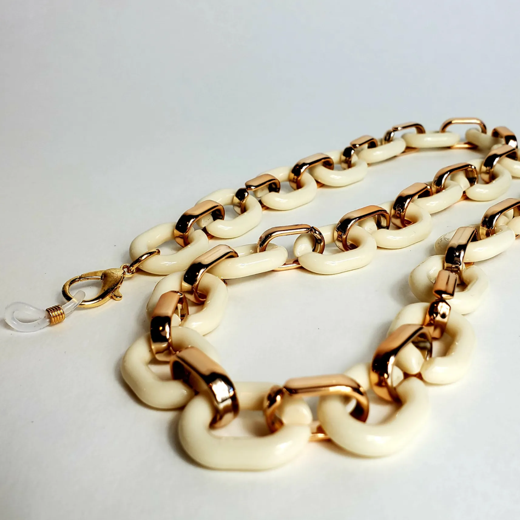 3-in-1 Chunky Acrylic Chain- Ivory & Gold