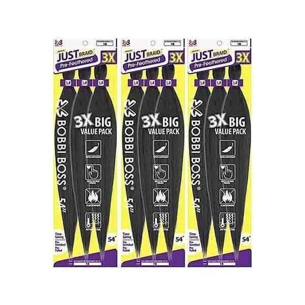 [3 Pack Deal] Bobbi Boss Pre-feathered Braid - JUST BRAID 54inch 3X