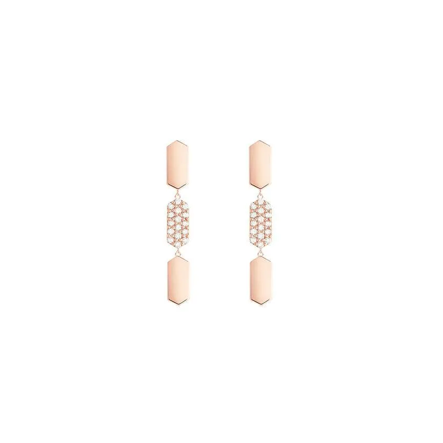 3 Tiered Diamond Center Marquis Earrings | Rose Gold