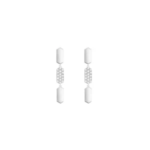 3 Tiered Diamond Center Marquis Earrings | White Gold