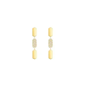 3 Tiered Diamond Center Marquis Earrings | Yellow Gold