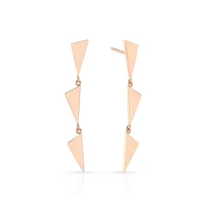 3 Tiered Flag Earrings | Rose Gold