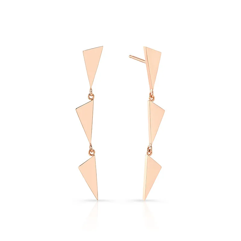 3 Tiered Flag Earrings | Rose Gold