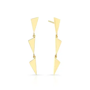 3 Tiered Flag Earrings | Yellow Gold