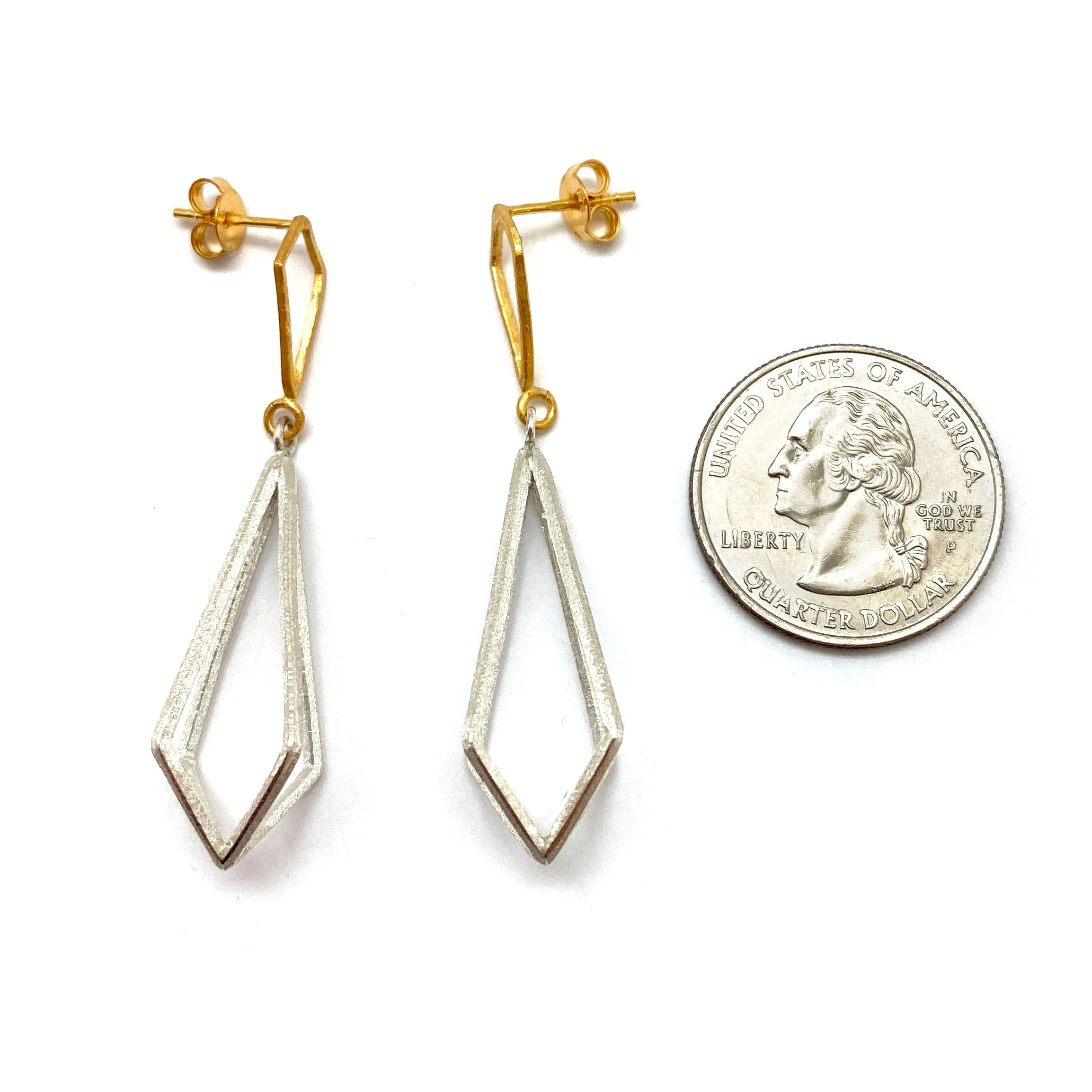 3D Triangular Drops - Gold/Silver