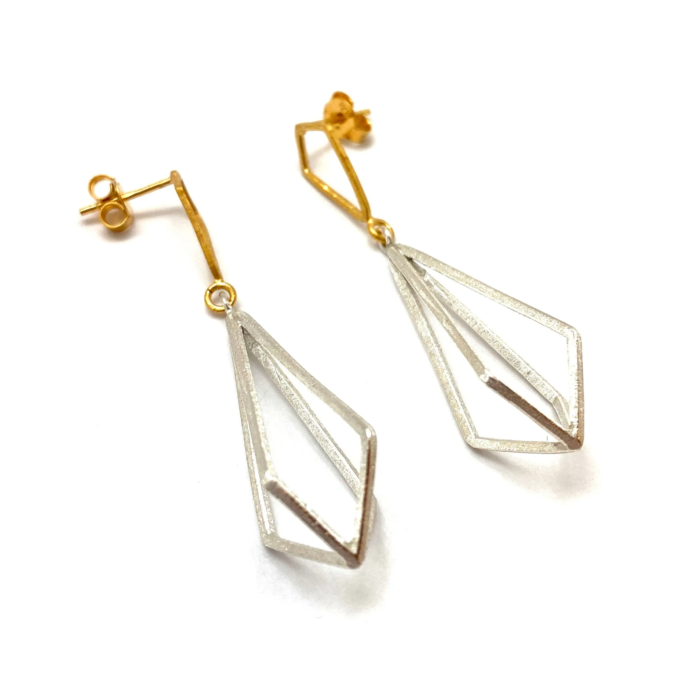 3D Triangular Drops - Gold/Silver