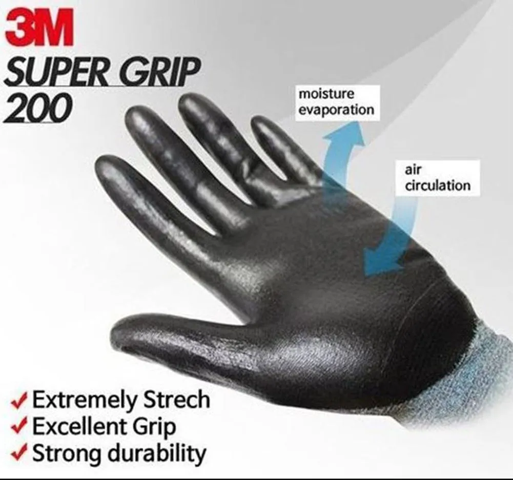 3M Nitrile Work Gloves Foam Coated, 10 Pairs Touch Screen, Machine Washable, Lightweight