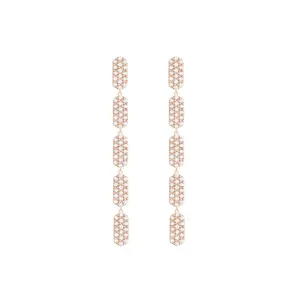 5 Tiered All Diamond Marquis Earrings | Rose Gold