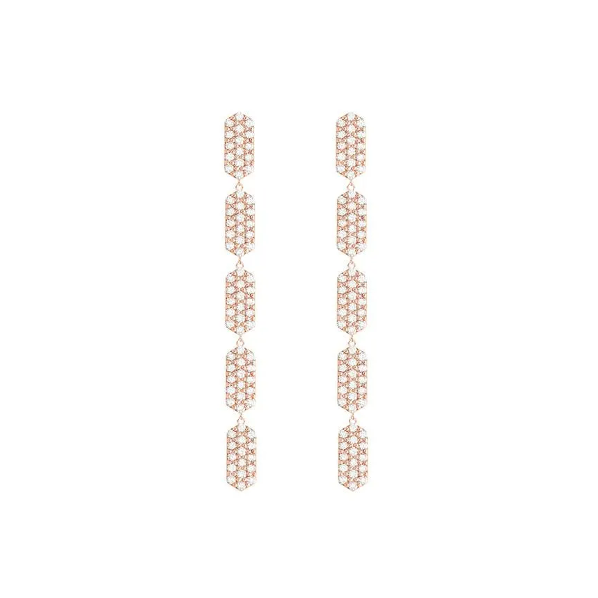 5 Tiered All Diamond Marquis Earrings | Rose Gold