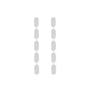 5 Tiered All Diamond Marquis Earrings | White Gold