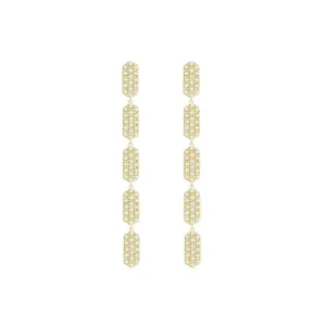 5 Tiered All Diamond Marquis Earrings | Yellow Gold