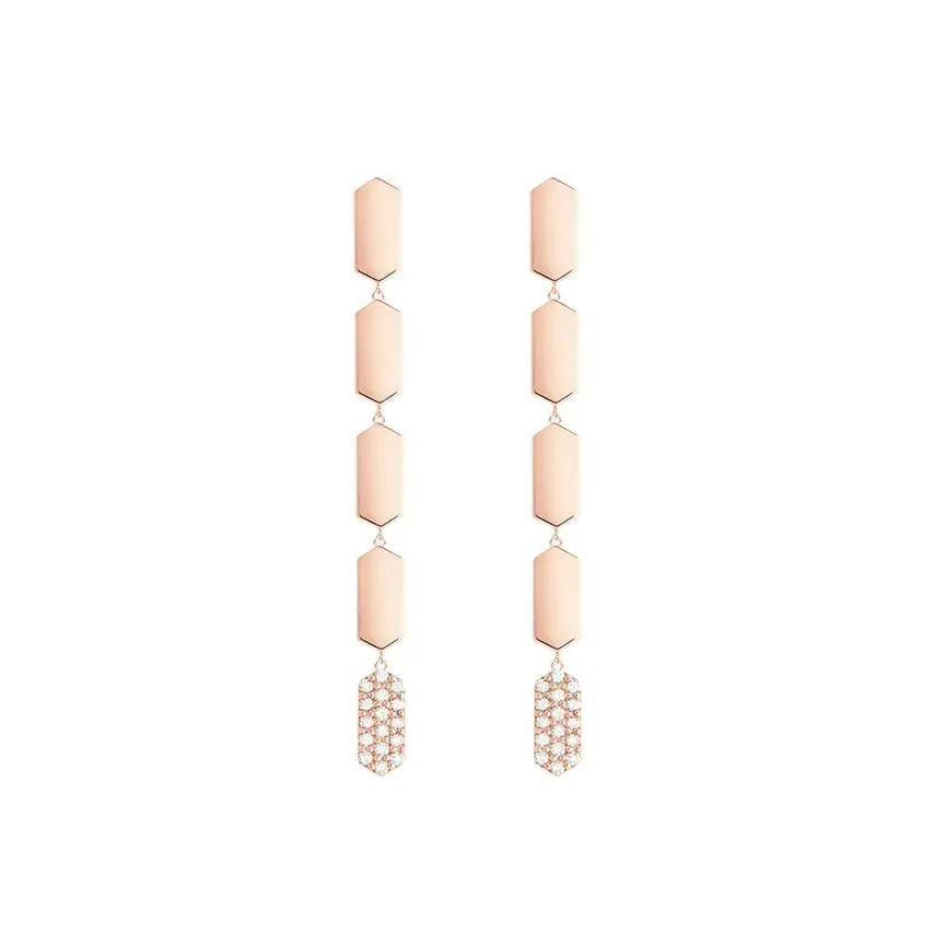 5 Tiered Diamond Drop Marquis Earrings | Rose Gold