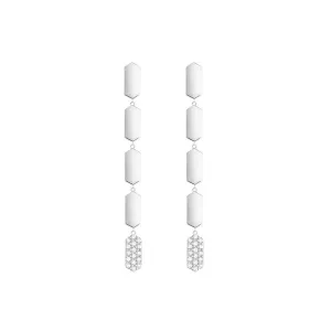 5 Tiered Diamond Drop Marquis Earrings | White Gold