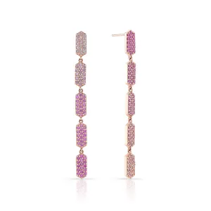 5 Tiered Ombre Pink Sapphire Marquis Earrings | Rose Gold
