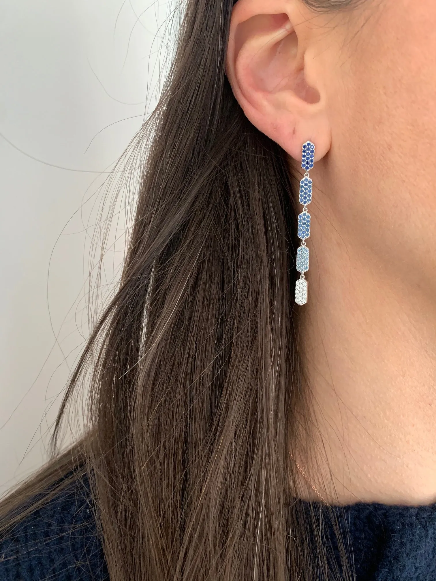5 Tiered Ombre Yellow Sapphire and Diamond Marquis Earrings | Yellow Gold