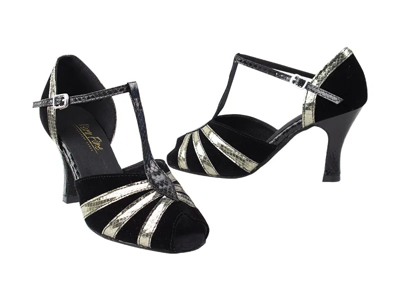 5005 36 Black Velvet_224 Snake Grey Tirm_222 Snake Black T Strap