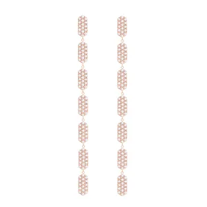 7 Tiered All Diamond Marquis Earrings | Rose Gold