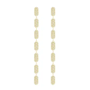 7 Tiered All Diamond Marquis Earrings | Yellow Gold