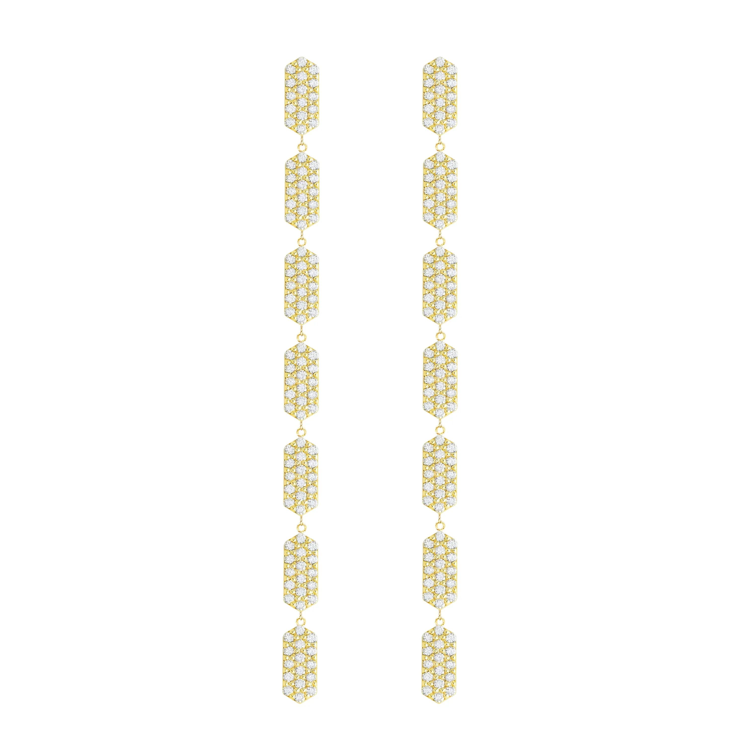 7 Tiered All Diamond Marquis Earrings | Yellow Gold