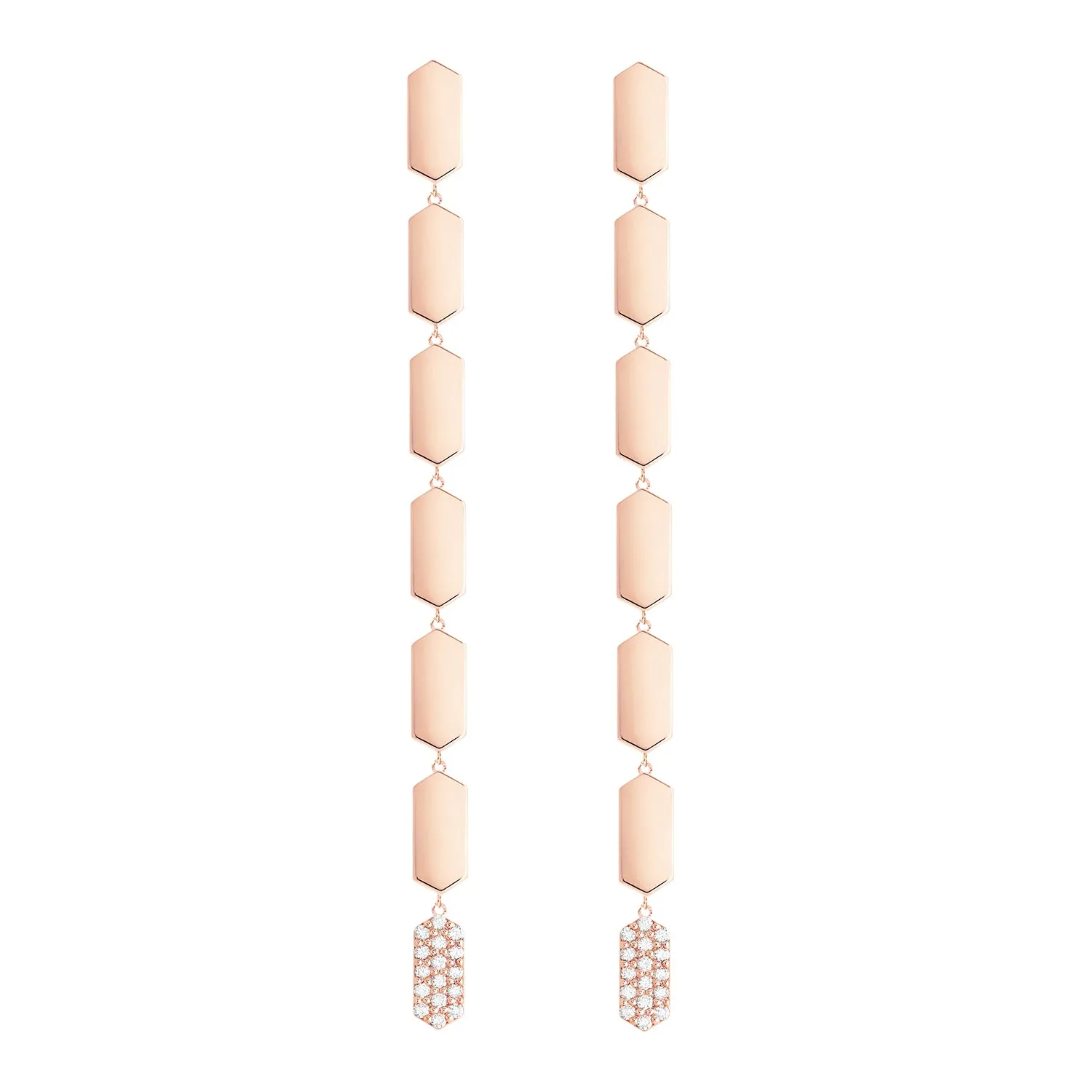7 Tiered Diamond Drop Marquis Earrings | Rose Gold