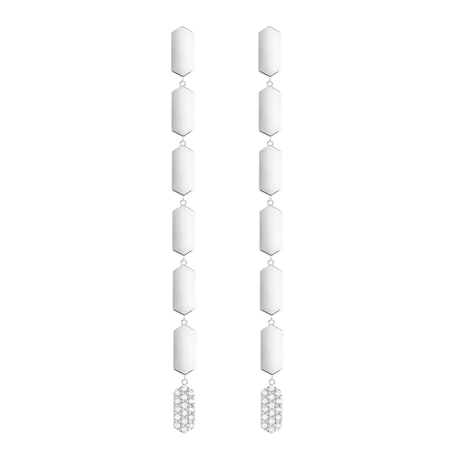 7 Tiered Diamond Drop Marquis Earrings | White Gold